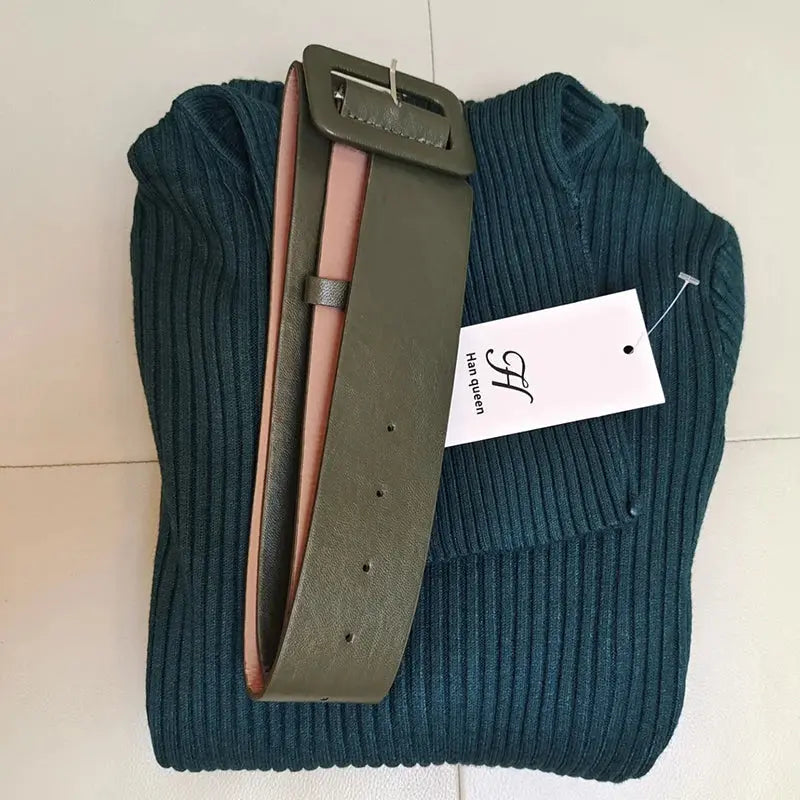 Knitted Turtleneck Sweater Dress for a Stylish Statement - Wear Spot