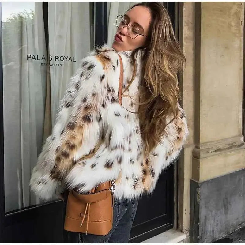 Leopard Faux Fur Jacket Coat for Stylish Winter Wear - Wear Spot