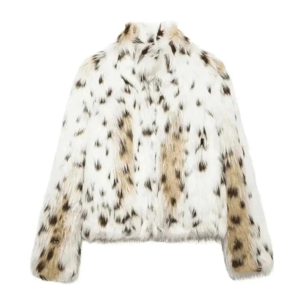 Leopard Faux Fur Jacket Coat for Stylish Winter Wear - Wear Spot