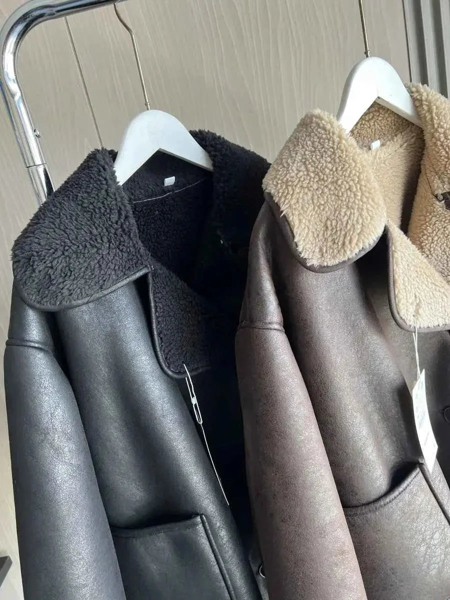 Double-Sided Collar Oversized Long-Sleeve Jacket & Warm Coat - Wear Spot