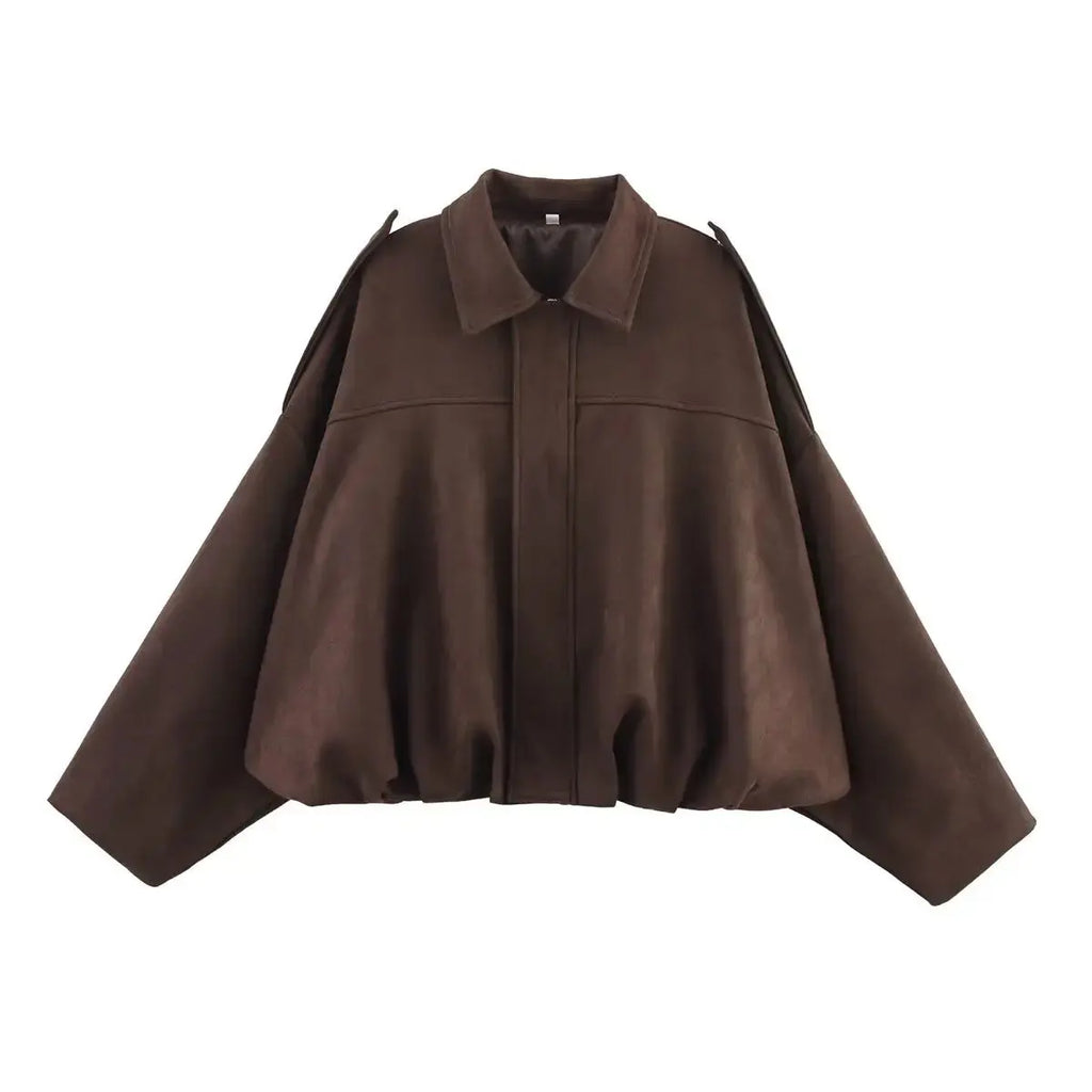 Bomber Jacket Lapel Neck Long Sleeves for Stylish Comfort - Wear Spot