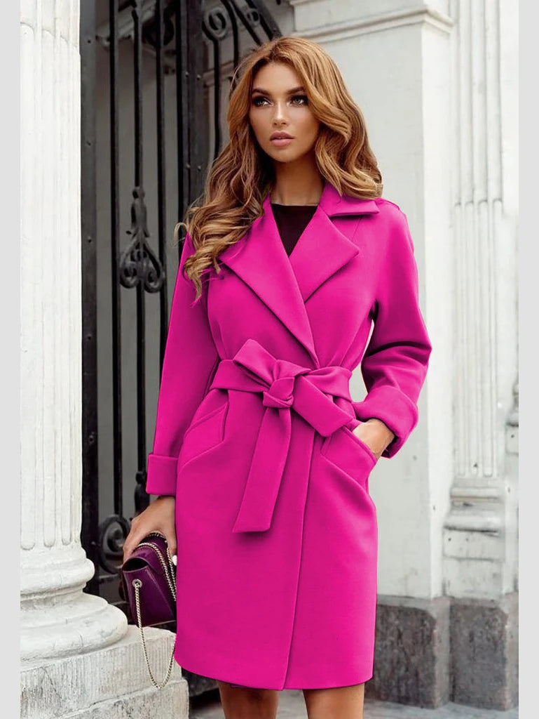 Jaet irt Tops Street Sle Thiened Cotton Wool Blend Knot Splicing Coat - Wear Spot