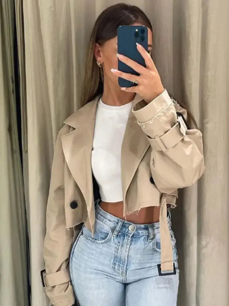 Belt Cropped Trench Jacket Wear Spot