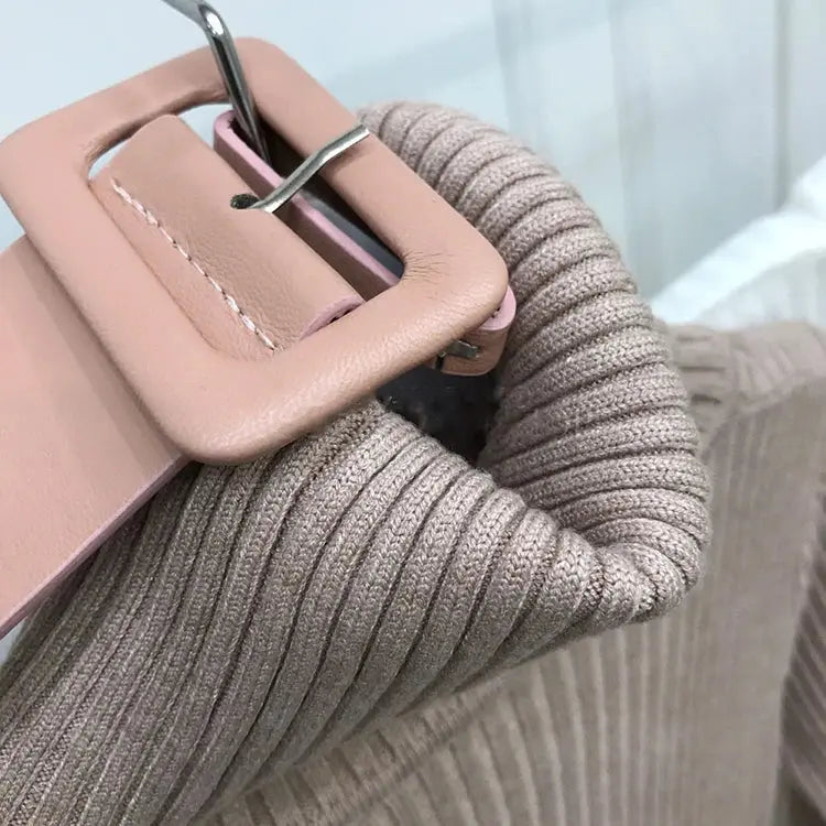 Knitted Turtleneck Sweater Dress for a Stylish Statement - Wear Spot