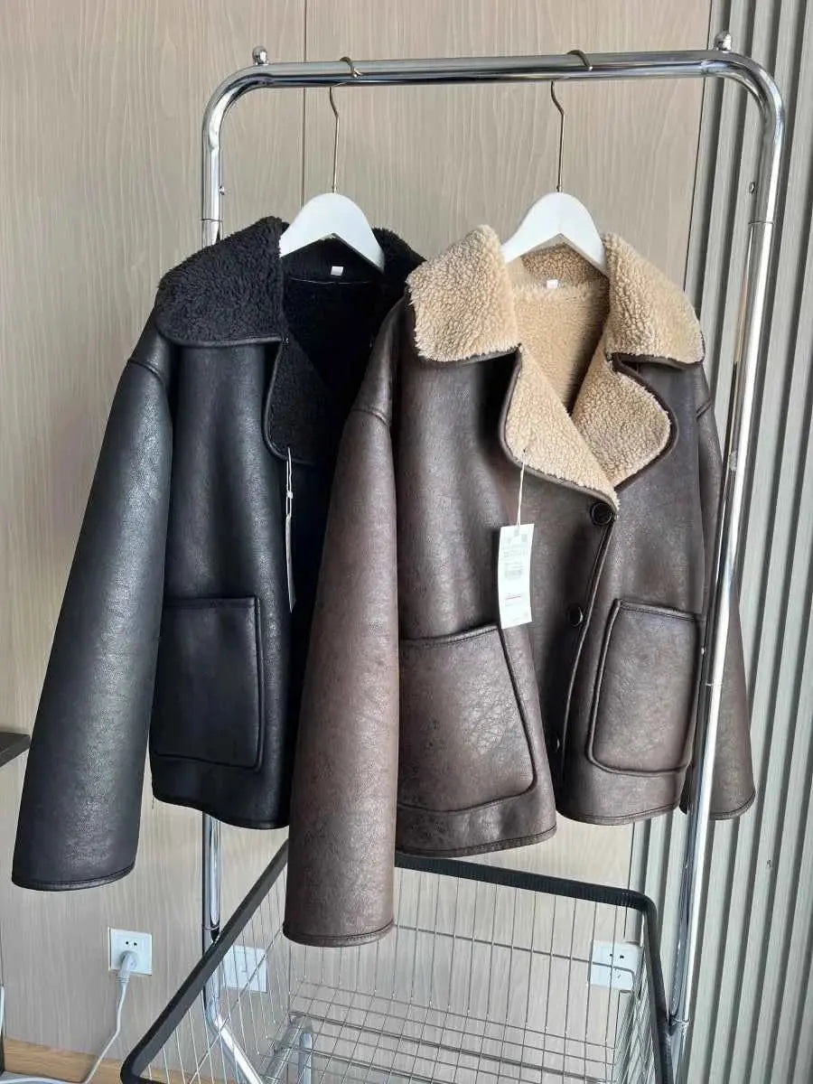 Double-Sided Collar Oversized Long-Sleeve Jacket & Warm Coat - Wear Spot