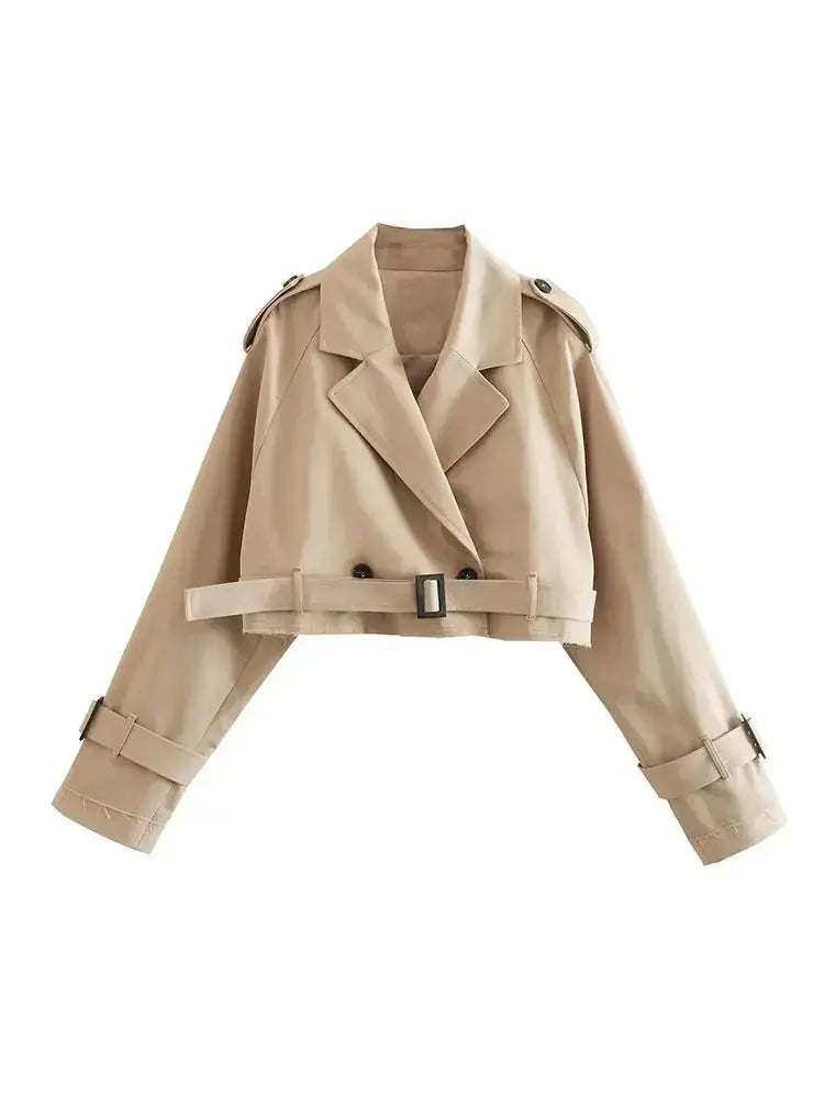 Belt Cropped Trench Jacket Wear Spot