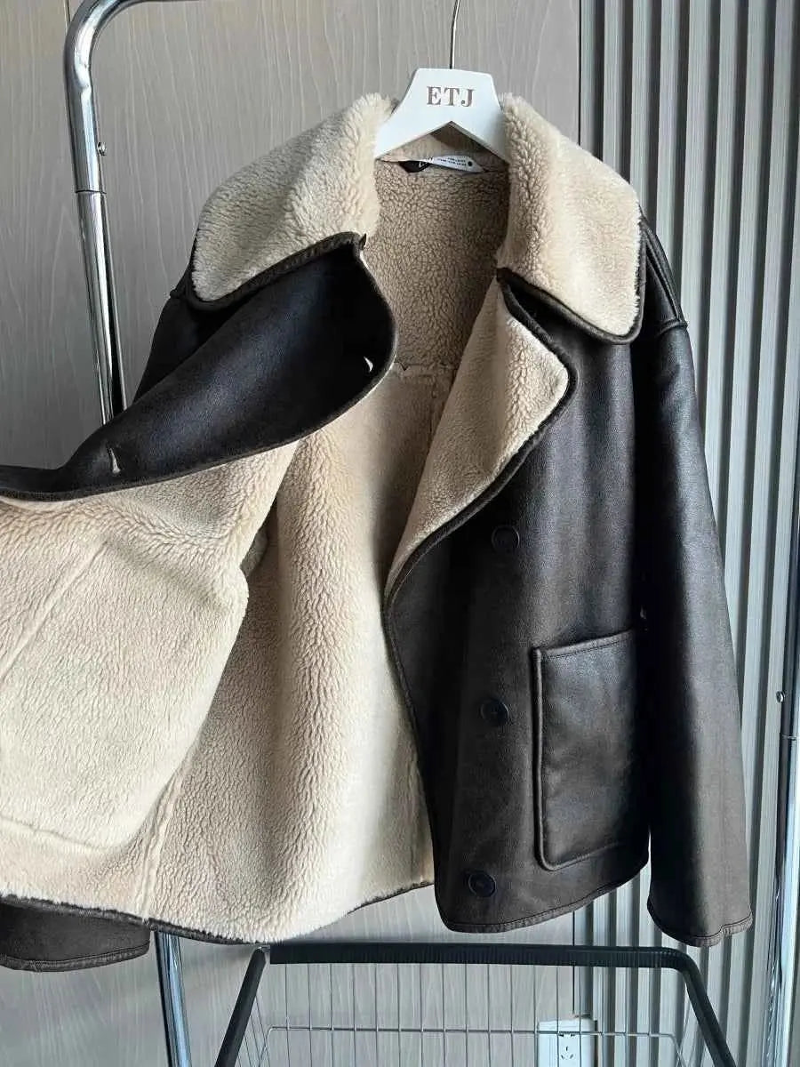 Double-Sided Collar Oversized Long-Sleeve Jacket & Warm Coat - Wear Spot