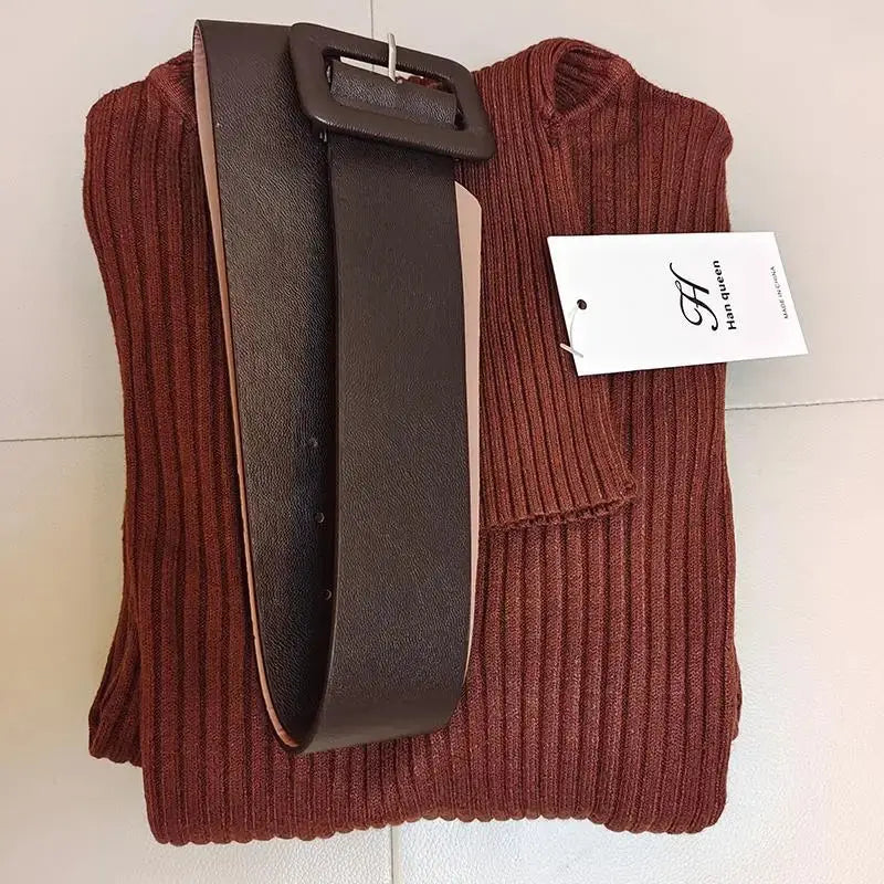 Knitted Turtleneck Sweater Dress for a Stylish Statement - Wear Spot