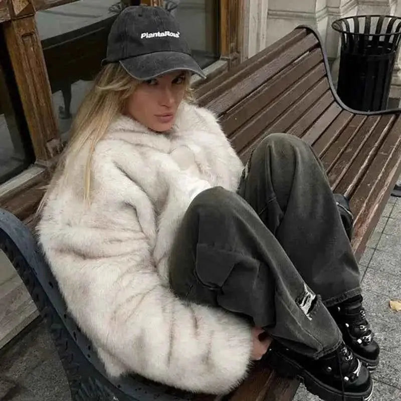 Long Plush Winter Coat - Cozy Faux Fur for Stylish Winter Warmth - Wear Spot