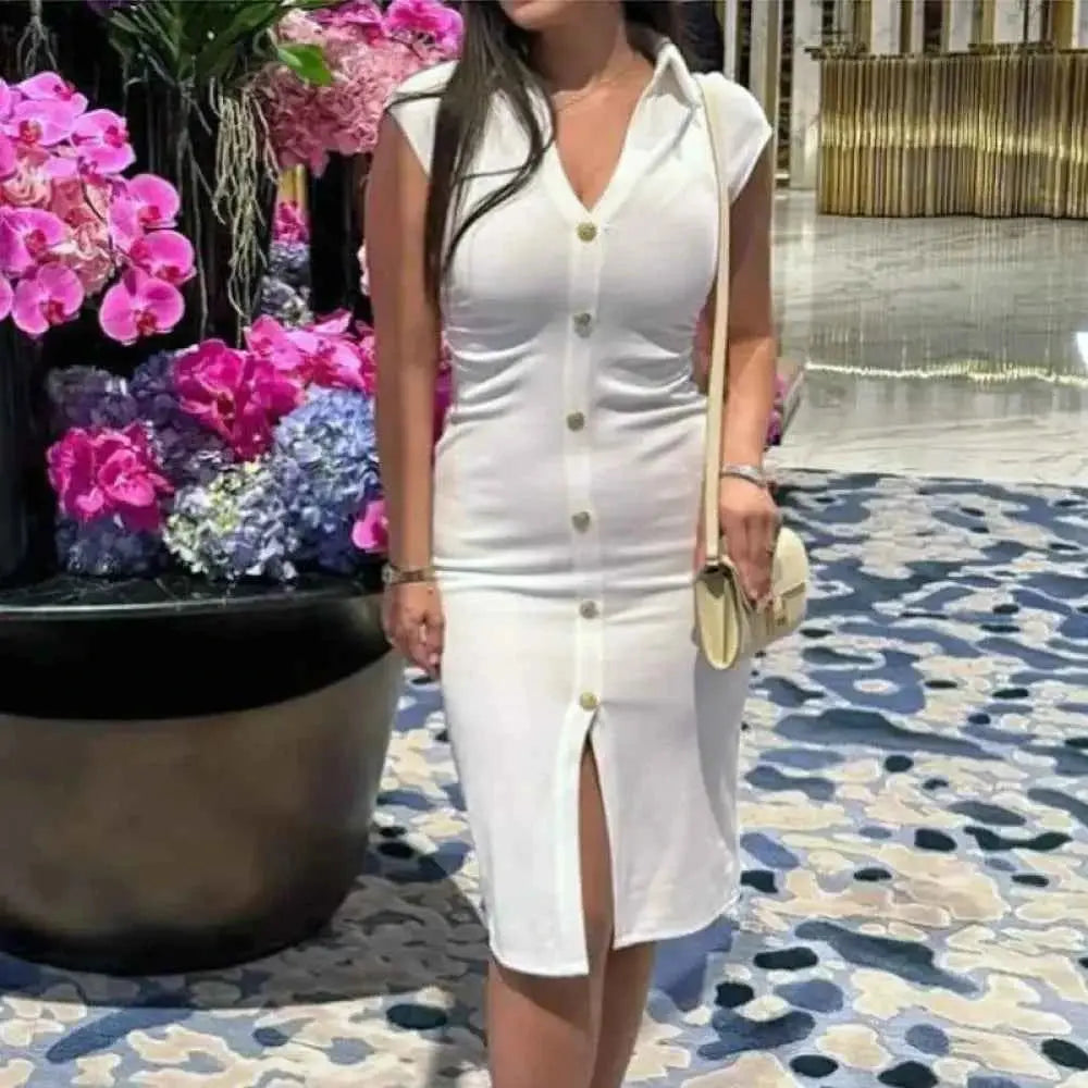 HXAO Ruched Gray Summer Dress - Elegant Sleeveless Bodycon for Women - Wear Spot