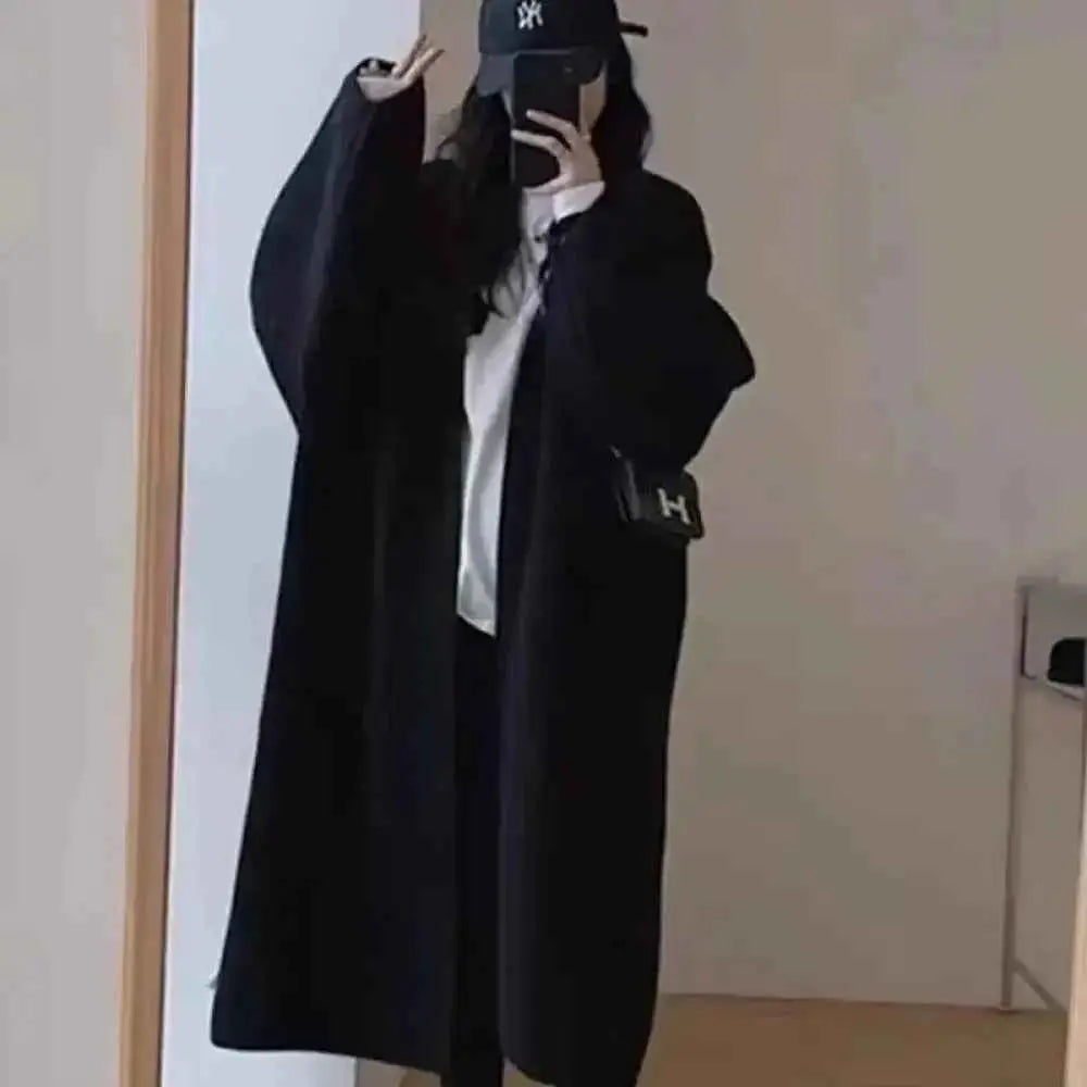 Longline Cashmere Cardigan - Knitted Sweater with Open Stitch Closure - Wear Spot