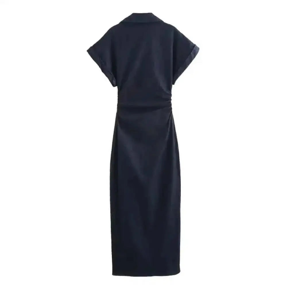 Spring New 1975 Series Denim Midi Dress for Women - Wear Spot